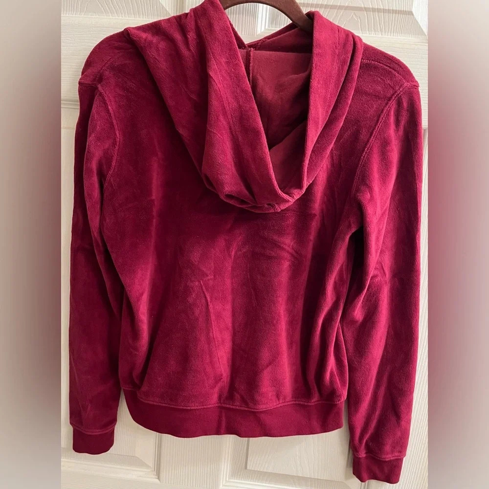 CALVIN KLEIN~WINE VELOUR HOODIE~ S - Picture 2 of 10